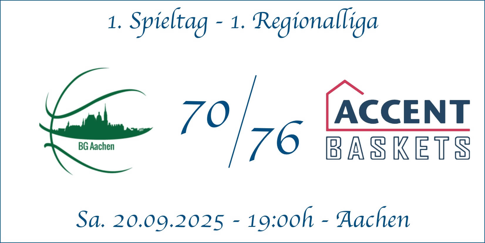 1. Spieltag Spielergebnis Aachen vs Accent Baskets
