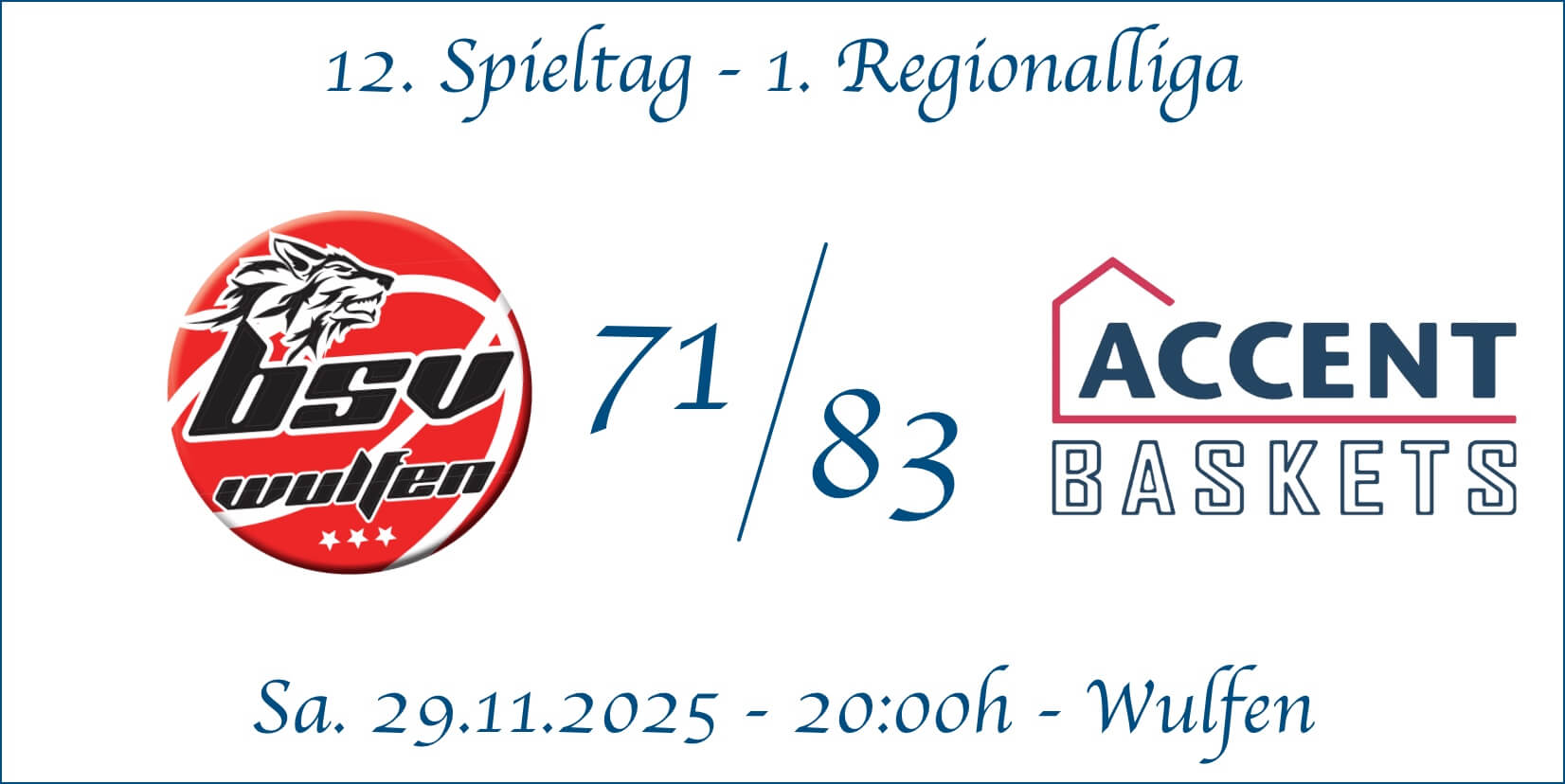 12 Spieltag Wulfen vs Accent Baskets