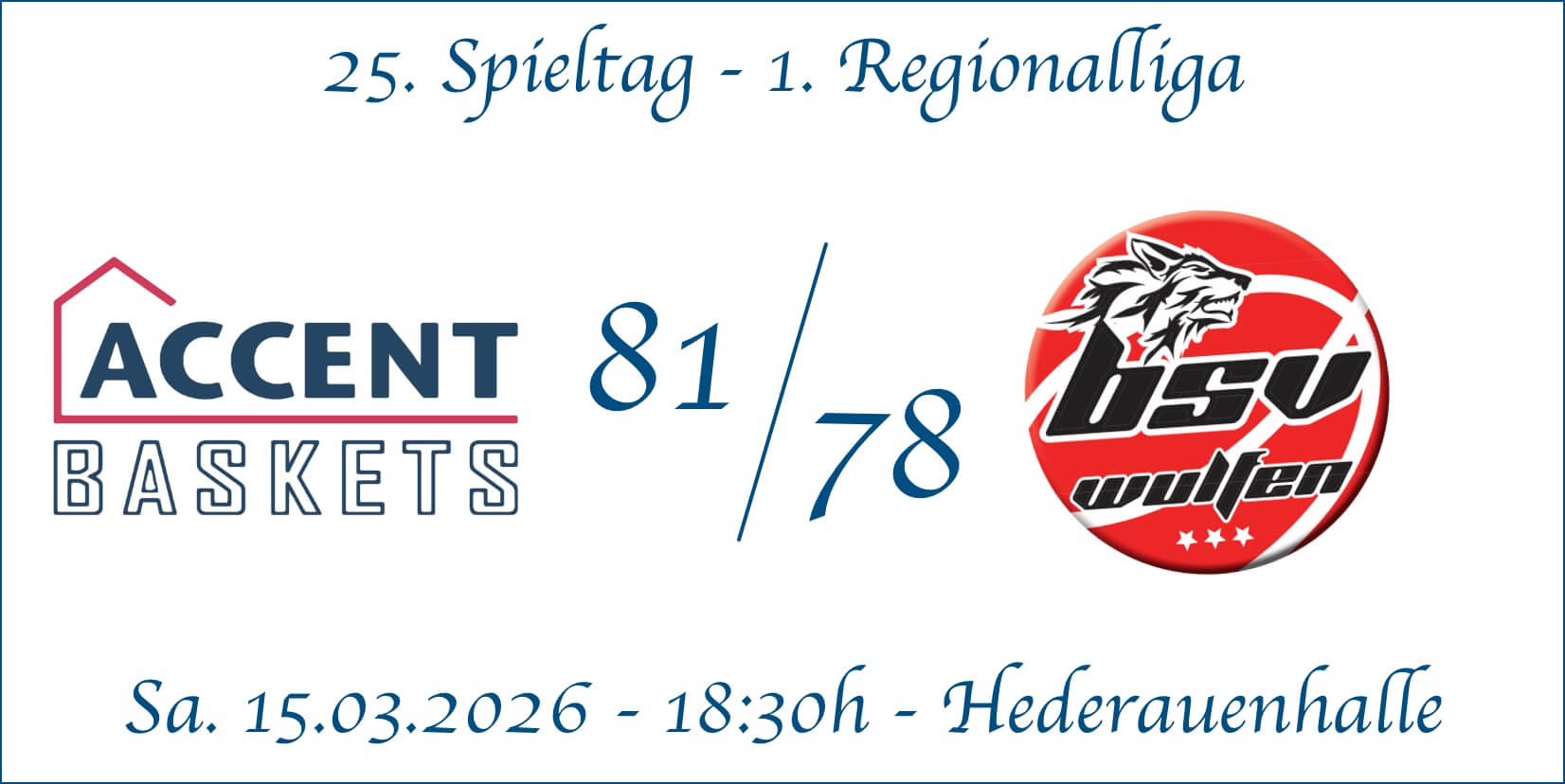 25 Spieltag Accent Baskets vs Wulfen